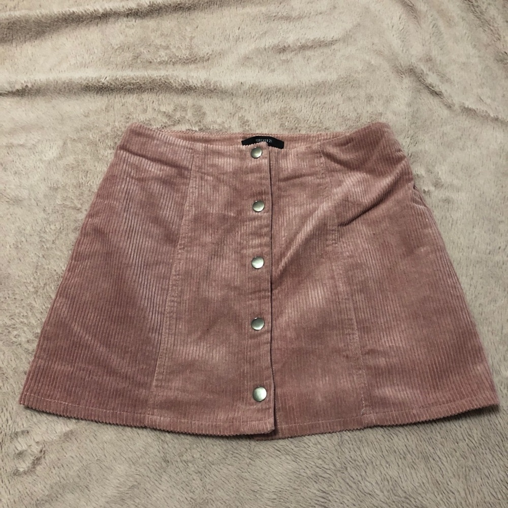 Corduroy Button Mini Skirt